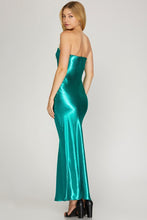 Emerald Satin Tube Woven Maxi Dress