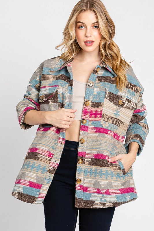 Blue Multi Aztec Print Jacket