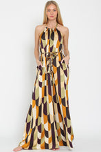 Gold/Olive/Plum Halter Backless Braid Belted Jumpsuit