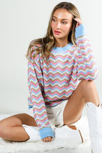 Long Sleeve Multi Color Sweater Top