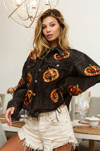 Black Charcoal Pumpkin Sequin Embroidery Washed Corduroy Jacket