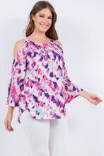 Pink/Purple Cold Shoulder Detail Top