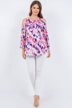 Pink/Purple Cold Shoulder Detail Top