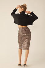 Rose Gold Classic Sequin Midi Skirt