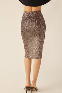 Rose Gold Classic Sequin Midi Skirt