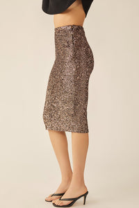 Rose Gold Classic Sequin Midi Skirt