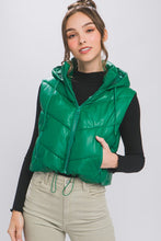 Kelly PU Faux Leather Chevron Puffer Vest