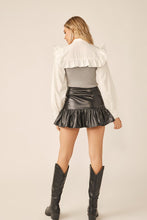 Off White Grey Neck Ribbon Combination With Knit