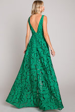 Kelly Green Jacquard Print Fabric Long Dress