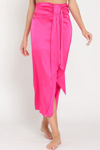 Fuchsia High Waisted Midi Skirt