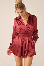 Red Dahlia Long Sleeve Silk Dress With Waist Banded In V Neck