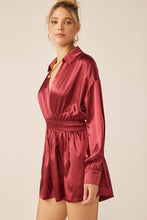 Red Dahlia Long Sleeve Silk Dress With Waist Banded In V Neck