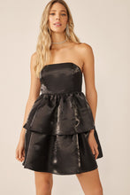 Black Strapless Layered Silk Mini Dress