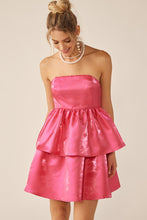 Hot Pink Strapless Layered Silk Mini Dress