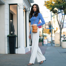 Dark Orange Harper Orange Leather Bucket Bag