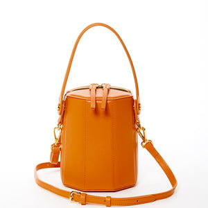 Dark Orange Harper Orange Leather Bucket Bag