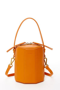 Dark Orange Harper Orange Leather Bucket Bag