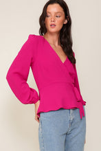 Magenta Mustard Brooklyn Airflow Surplice Top With Self Tie