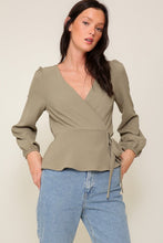 Olive Mustard Brooklyn Airflow Surplice Top With Self Tie