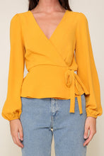 Honey Mustard Brooklyn Airflow Surplice Top With Self Tie