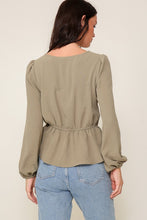 Olive Mustard Brooklyn Airflow Surplice Top With Self Tie