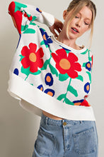 Off White Floral Pattern Knit Top