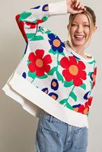 Off White Floral Pattern Knit Top