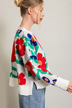 Off White Floral Pattern Knit Top