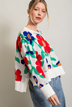 Off White Floral Pattern Knit Top