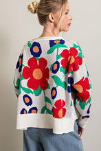 Off White Floral Pattern Knit Top