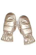 Gold Shiny Padded Puffer Mittens