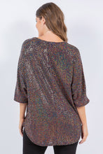 Multi Color Shimmer Threaded Dolman Sleeves Tunic Top