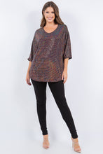 Multi Color Shimmer Threaded Dolman Sleeves Tunic Top