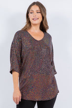 Multi Color Shimmer Threaded Dolman Sleeves Tunic Top