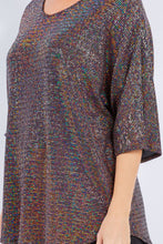 Multi Color Shimmer Threaded Dolman Sleeves Tunic Top