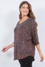 Multi Color Shimmer Threaded Dolman Sleeves Tunic Top