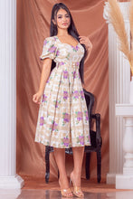 Purple Multi Glitter Flower Midi Dress