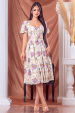 Purple Multi Glitter Flower Midi Dress