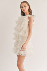 Ivory Tiered Ruffle Layered Sleeveless Dress