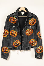 Black Charcoal Pumpkin Sequin Embroidery Washed Corduroy Jacket