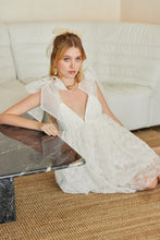Off White Floral 3d Organza Ribbon Tie Babydoll Mini Dress