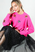 Pink Star Sequin Detail Sweater Top