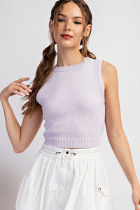 Lilac Cropped Knit Tank Top