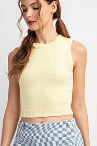 Banana Cropped Knit Tank Top