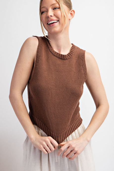 Espresso Cropped Knit Tank Top