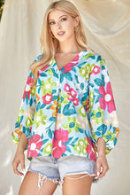 Blue/Fuchsia Floral Blouse Top
