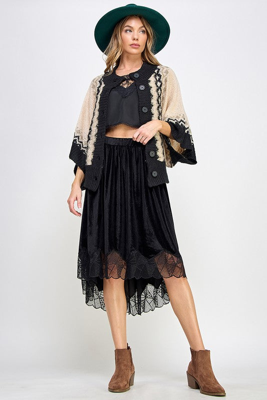 ★LOW CLASSIC★ LACE MIDI SKIRTBLUE NAVY LC251SK03B2 Pretty Navy Blue Skirt - Midi Skirt - Lace Skirt - High