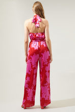 Cherry-Pink Burning Love Villanueva Satin Halter Jumpsuit