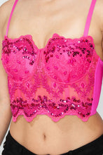 Fuchsia Sequin Mesh With Adjustable Straps