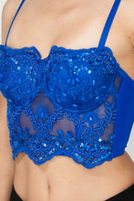 Royal Blue Sequin Mesh With Adjustable Straps